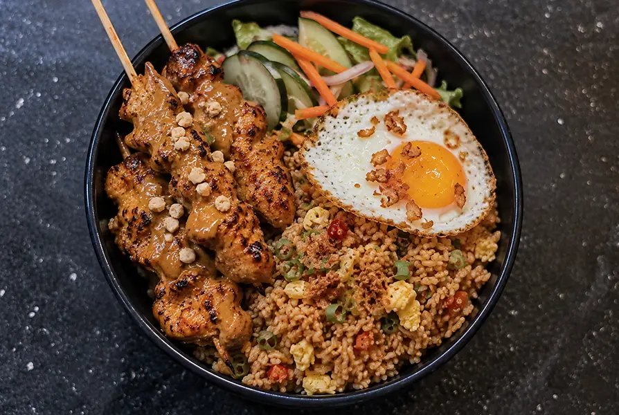 Chicken Satay with Nasi Goreng
