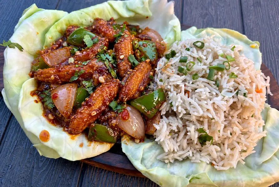 Fried Rice Sizzler with Chilli Baby Corn