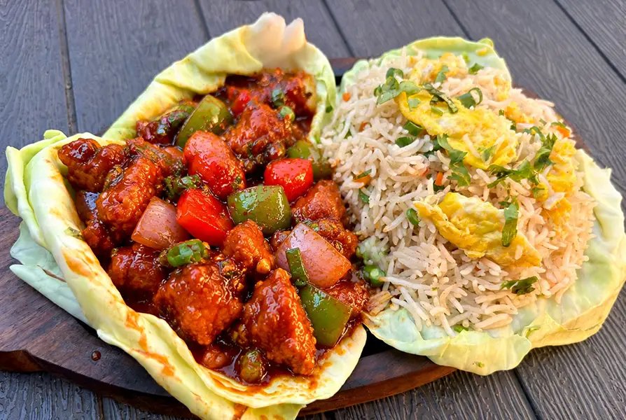 Fried Rice Sizzler with Chilli Chicken
