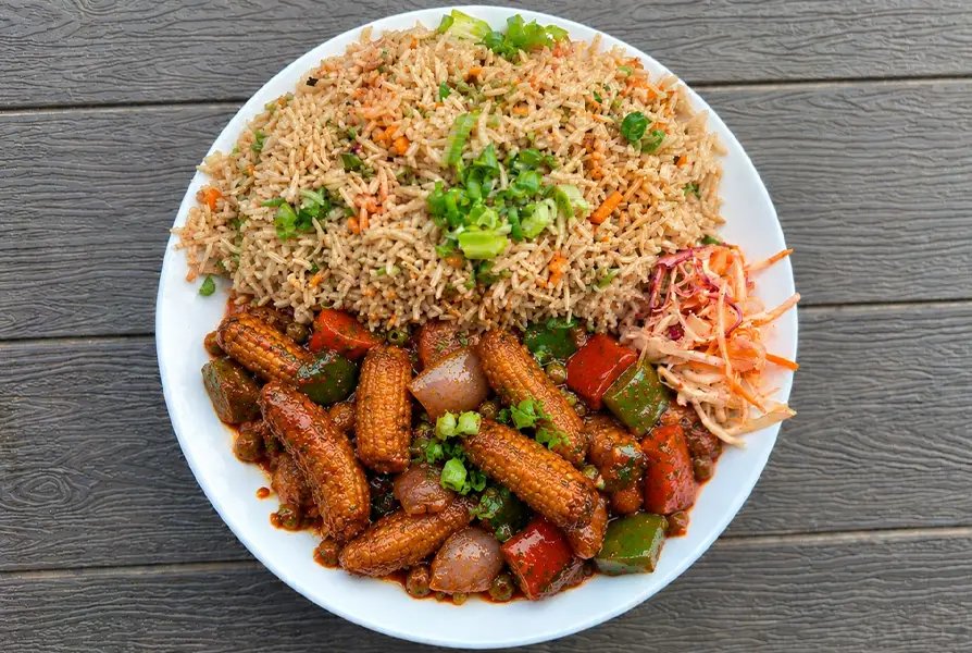Fried Rice with Baby Corn Manchurian