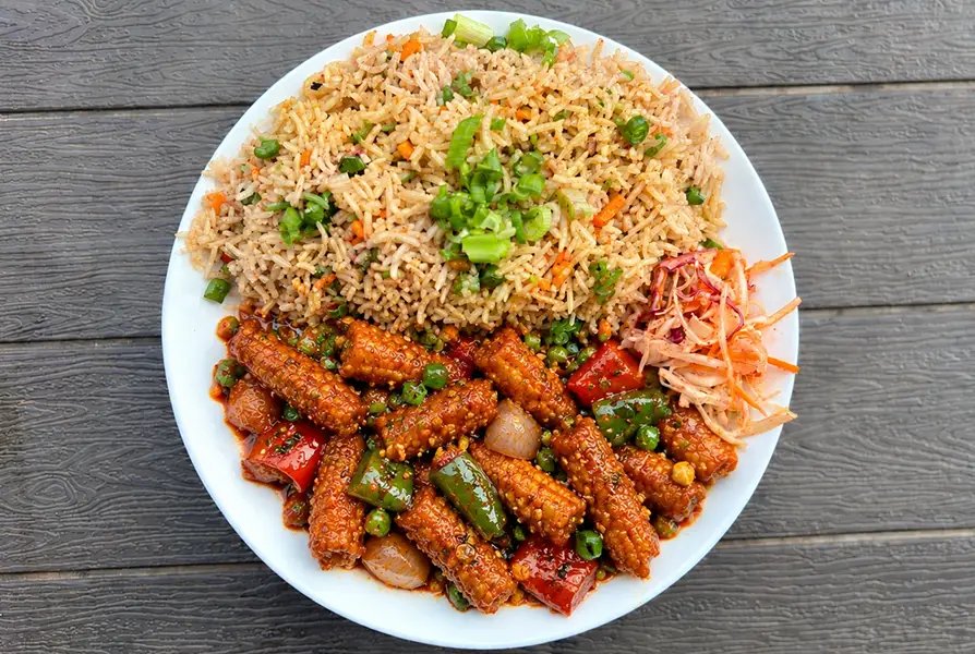 Fried Rice with Crispy Baby Corn